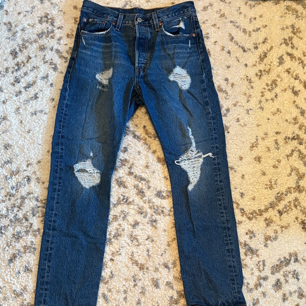 Levi's Women's Ripped Blue Straight Leg Jeans